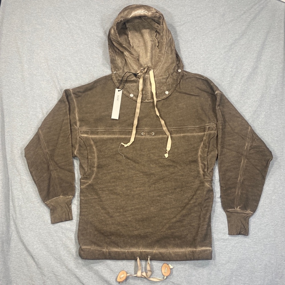 DAMIR DOMA Heavy Cotton Oversized Hoodie Sweater Pouch Pocket Oil Slick Brown